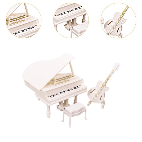 1:12ドールハウスミニチュアピアノギター楽器DIYプロジェクトリビングルームの寝室のための装飾ミニ家具