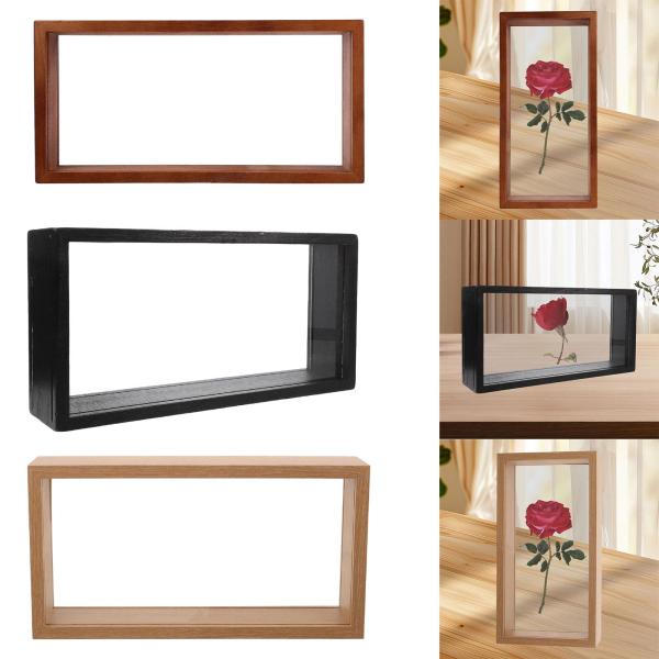 シャドウボックスの額縁チケットウッド頑丈な花束、写真、透明、記念品