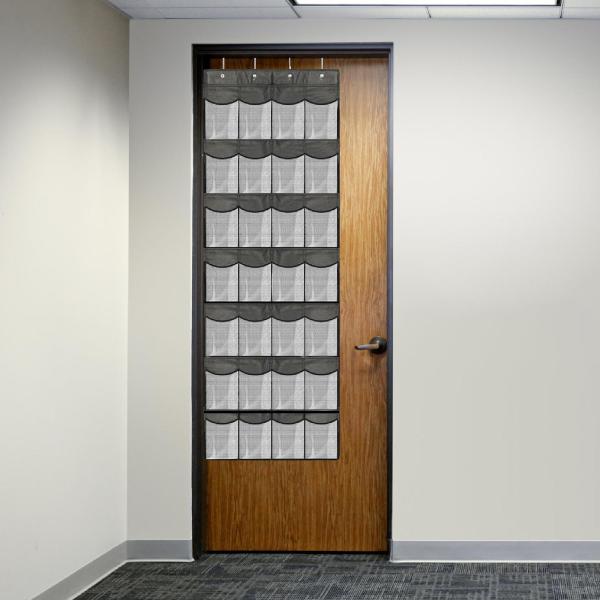 28ポケットの組織靴ホルダー、おもちゃ寮用の靴靴を備えたメタルフック付きのドアハンギングシューズオーガナイザーの上に