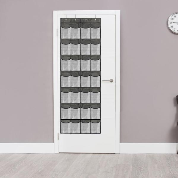 28ポケットの組織靴ホルダー、おもちゃ寮用の靴靴を備えたメタルフック付きのドアハンギングシューズオーガナイザーの上に