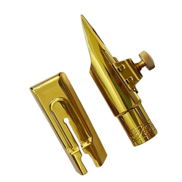 真鍮製アルトサックスマウスピース（リガチャーとキャップ付き）再利用可能で実用的なポータブルギフト。家族やプロ、サックス愛好家への贈り物に。