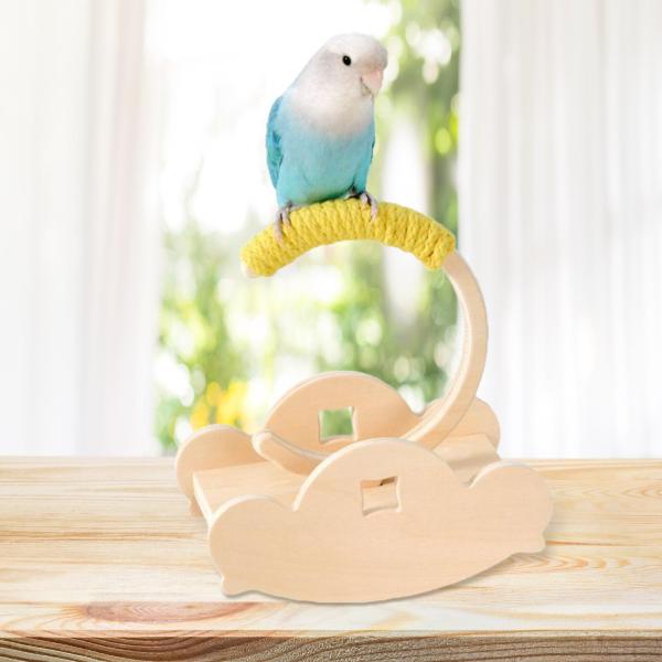 オウムの遊び場、プレイスタンドインタラクティブデスク多目的鳥木製パーチスタンドオカメインコラブバード、インコ用運動玩具