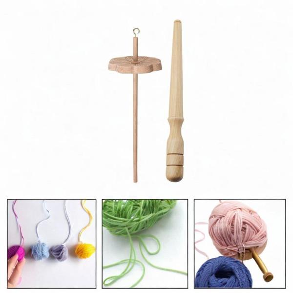 花型ドロップスピンドル木製裁縫プロジェクトポータブル手彫り糸ホイールニットフェルトかぎ針編み織り