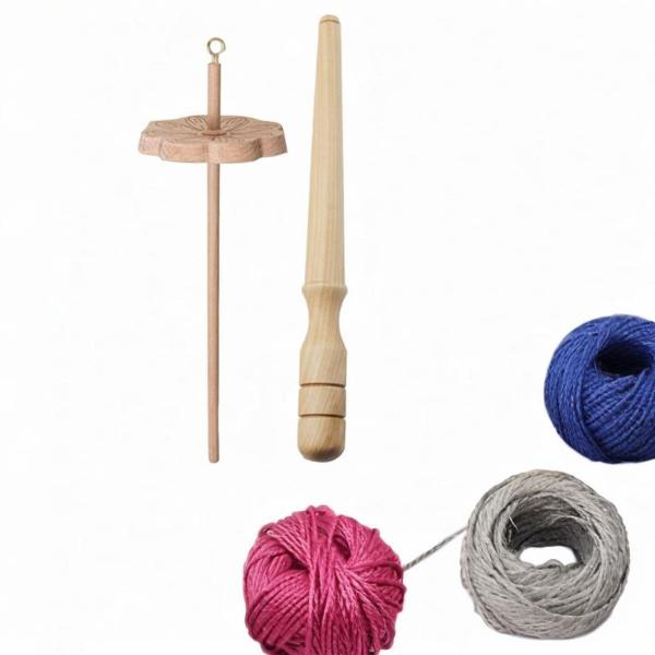 花型ドロップスピンドル木製裁縫プロジェクトポータブル手彫り糸ホイールニットフェルトかぎ針編み織り