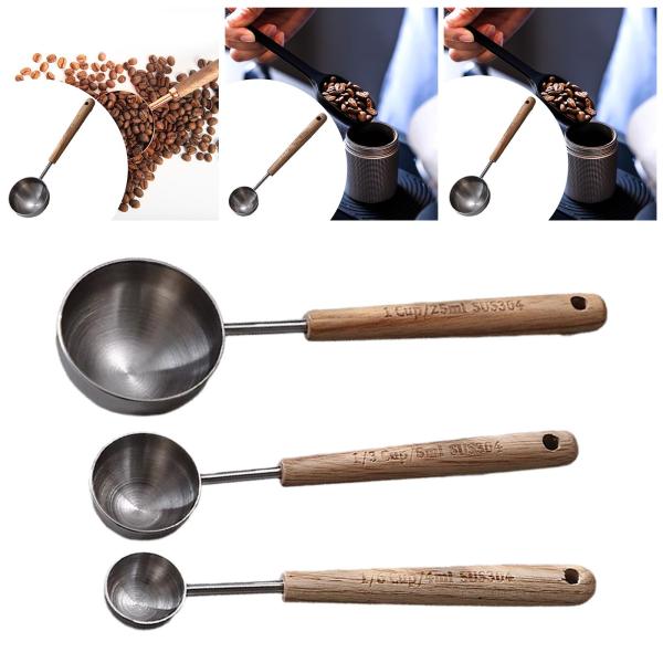 エスプレッソスクープ ベーキングガジェット ヴィンテージスタイル 木製ハンドル用品 ティースプーン 計量カップ お茶 オフィス 料理 ホームカフェ用