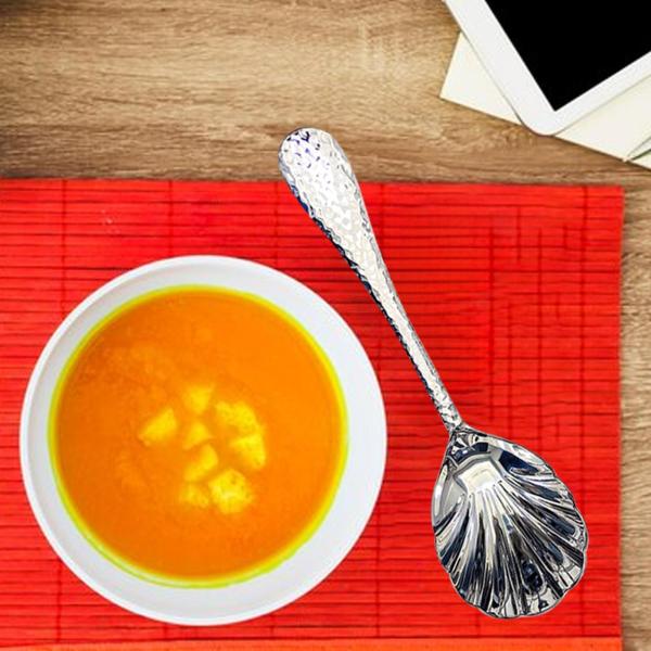 サービングスプーン、バストスプーン、シェル型、ロングハンドル、フラットウェア、テーブル、ケータリング、パーティー、お祝い、家庭用