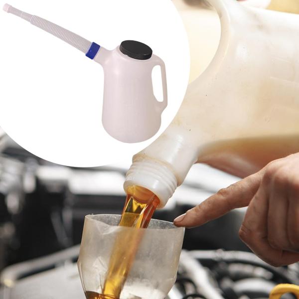 オイル計量ジャグ 自動車用オイルディスペンサー キャップ付き 半透明 5L ポット ユニバーサル 注ぎ口付き オートバイ旅行用