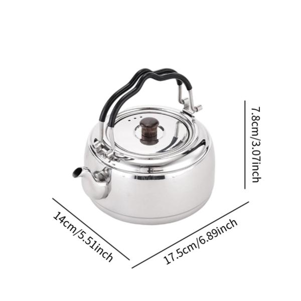 ティーケトル ステンレススチール 1L ポータブル 軽量 ティーケトル ウォーターケトル 新年 旅行 ストーブ ポット ガーデン用