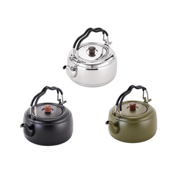 ティーケトル ステンレススチール 1L ポータブル 軽量 ティーケトル ウォーターケトル 新年 旅行 ストーブ ポット ガーデン用
