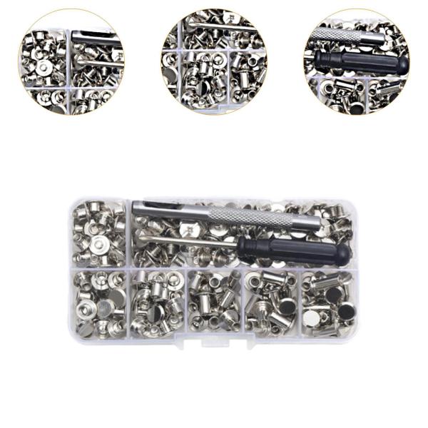 リベットボックスセットキット 耐久の高い交換用ハードウェア リベットナットキット 革製品バッグの製作に プロの職人向け
