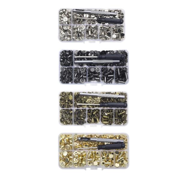 リベットボックスセットキット 耐久の高い交換用ハードウェア リベットナットキット 革製品バッグの製作に プロの職人向け