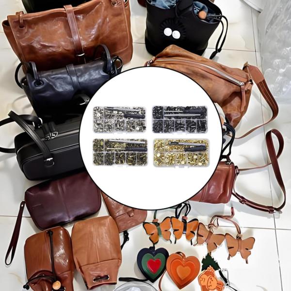 リベットボックスセットキット 耐久の高い交換用ハードウェア リベットナットキット 革製品バッグの製作に プロの職人向け