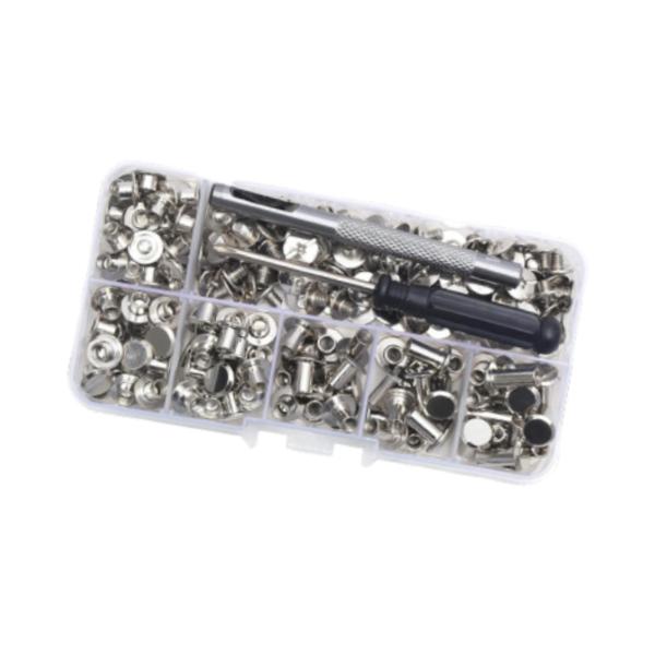 リベットボックスセットキット 耐久の高い交換用ハードウェア リベットナットキット 革製品バッグの製作に プロの職人向け