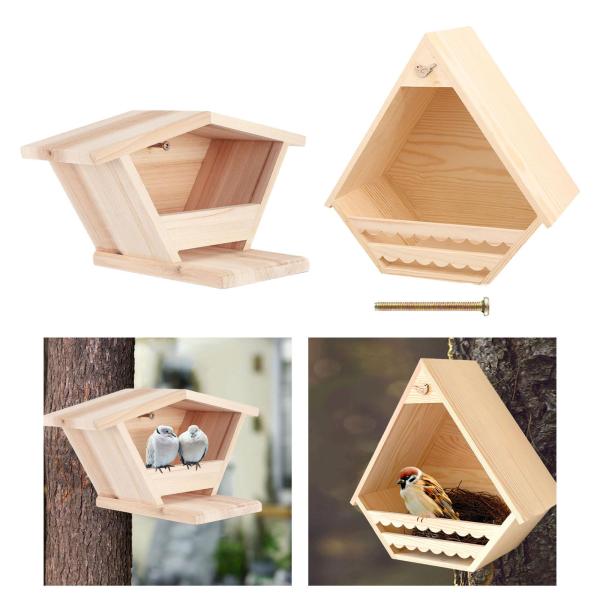 バードハウス 屋外用 バードボックス ペット用品 木製 装飾 吊り下げ式 ハウス 鳥の巣 庭 パティオ ハチドリ 屋外