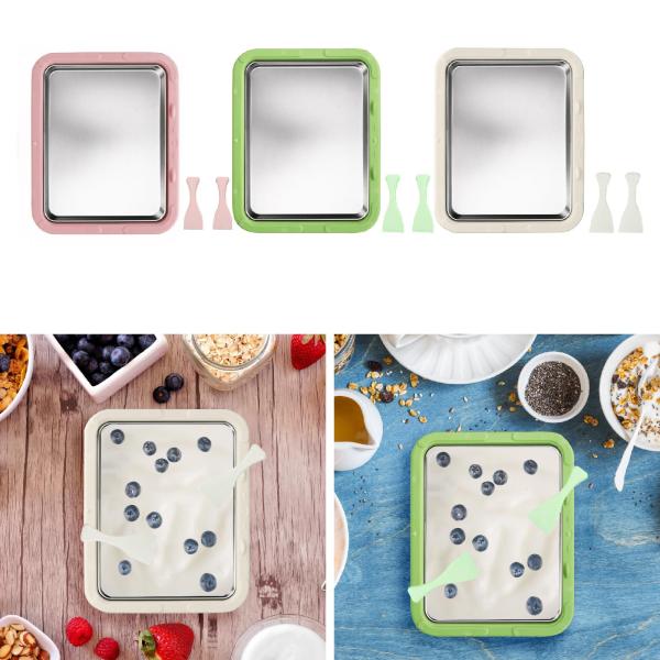 アイスクリームメーカー アイスクリームパン お手入れ簡単 DIY 多機能 楽しい親子アクティビティ ステンレススチール インスタントコールドプレート