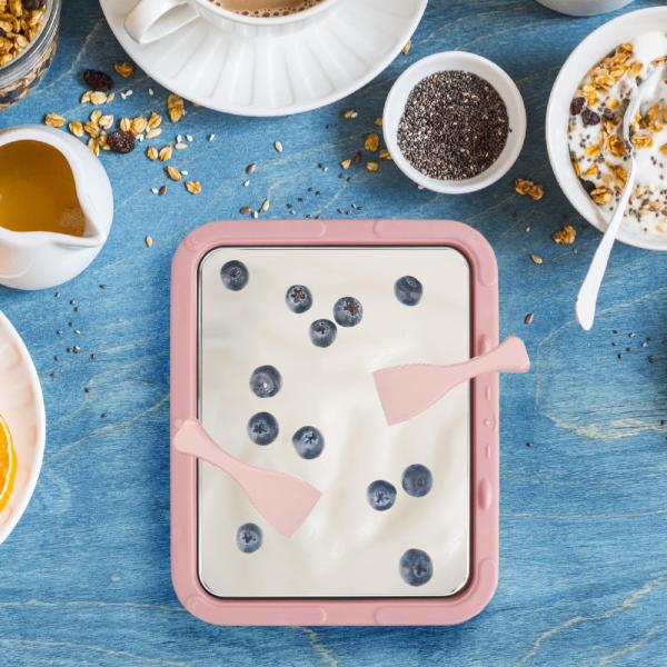 アイスクリームメーカー アイスクリームパン お手入れ簡単 DIY 多機能 楽しい親子アクティビティ ステンレススチール インスタントコールドプレート