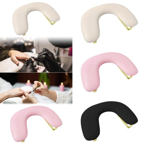 PUレザーU字型アームレスト 滑り止め プロ仕様 ネイルクッション ハンドホルダー 取り外し可能なネイルハンドレスト アクリルネイルテーブル用