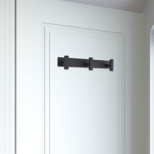 壁掛けコートラックオーガナイザー 頑丈な財布 ブラック 帽子フックレール コートハンガー 玄関 出入り口 リビングルーム ホームデコレーション