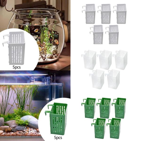 5 個 水槽用植物ホルダー 水草ホルダー 壁掛けクリップカップ ポット フック付き 風景 池 水槽 装飾用