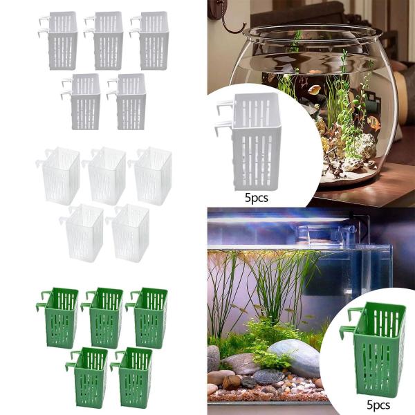 5 個 水槽用植物ホルダー 水草ホルダー 壁掛けクリップカップ ポット フック付き 風景 池 水槽 装飾用