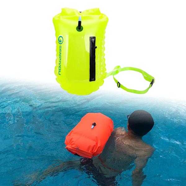 スイムブイ ドライバッグ 水泳用 インフレータブル 防水バッグ 丈夫なPVC アクセサリー ハイキング ラフティング トレーニング ビーチ スイマーに