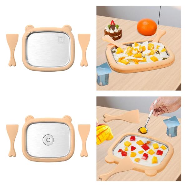 キッズフローズンヨーグルトアイスクリームメーカー 26x21x3.5cm 子供用スナック用 軽量 DIY フローズントリート ステンレススチール製コー