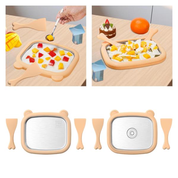 キッズフローズンヨーグルトアイスクリームメーカー 26x21x3.5cm 子供用スナック用 軽量 DIY フローズントリート ステンレススチール製コー