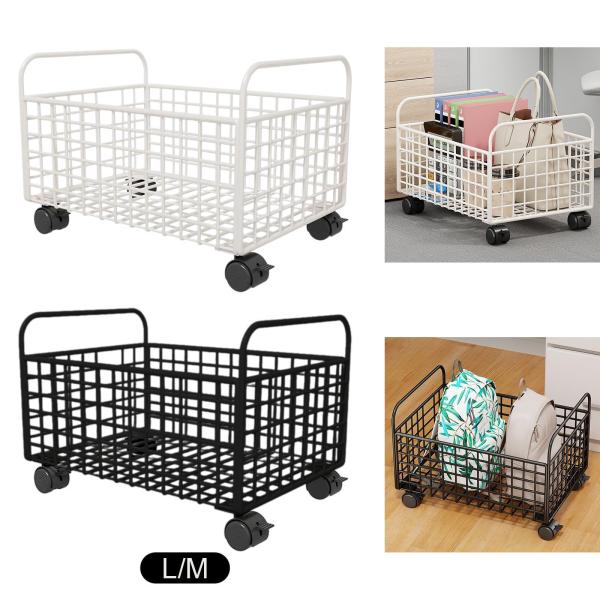 ローリングユーティリティカート メタルメッシュ収納ビン デスク下 本収納バスケット ファイルオーガナイザー 車輪付き おもちゃ 寝室用