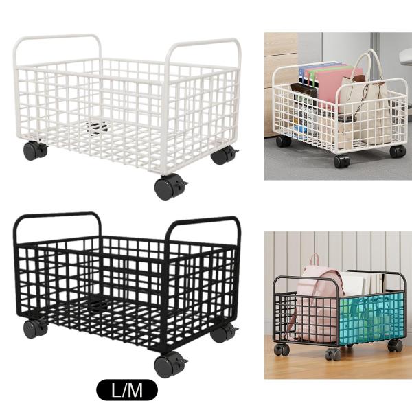 ローリングユーティリティカート メタルメッシュ収納ビン デスク下 本収納バスケット ファイルオーガナイザー 車輪付き おもちゃ 寝室用