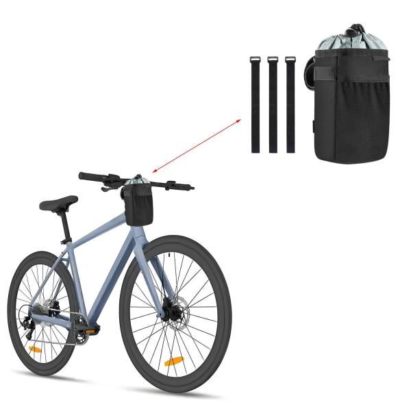自転車カップホルダー、自転車ウォーターボトルホルダーバッグ、ハンドルバードリンクホルダー、メッシュポケット付き、バイクパッキングロードバイク用