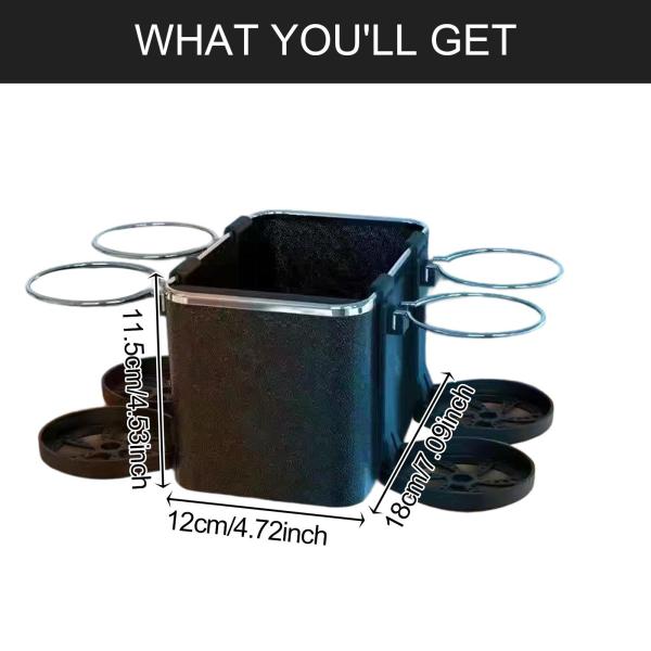 車用アームレスト収納ボックス 車用コンソールオーガナイザー カップホルダー4個付き 取り付け簡単 ユニバーサルティッシュボックスホルダー 多目的