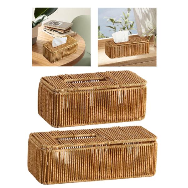 ティッシュボックス ナプキン ペーパーホルダー 装飾 ミニマリスト オーガナイザー 編み込み装飾 イミテーションラタン ティッシュホルダー テーブルト