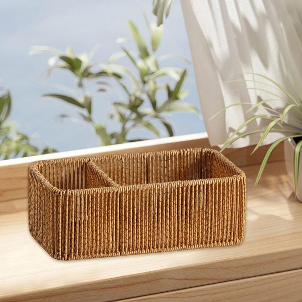 ティッシュボックスカバー 装飾ペーパーケース ディスペンサー 模造籐編み ティッシュホルダー ナプキンホルダー ホテルトイレベッドサイド用