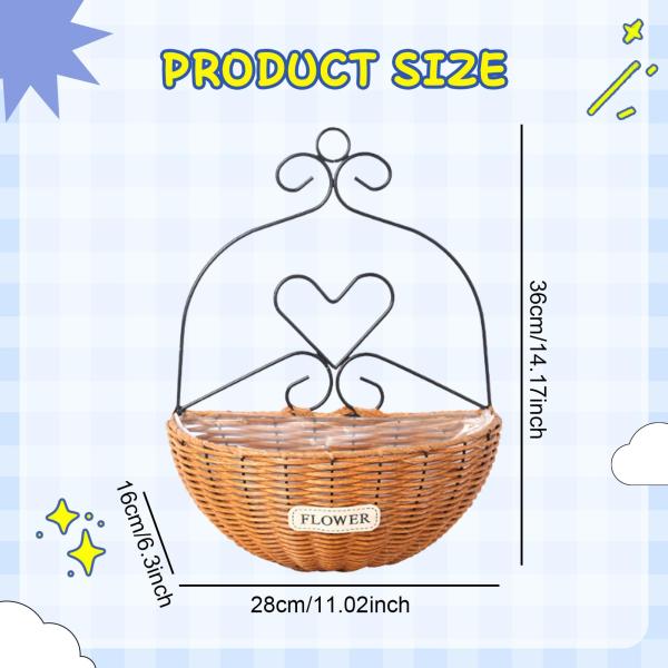 壁掛けフラワーバスケット ハンギングプランター 手編み 室内装飾 軽量植木鉢 壁掛けプランター ガーデンバルコニー用