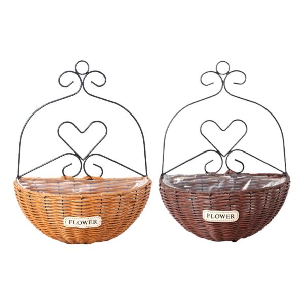 壁掛けフラワーバスケット ハンギングプランター 手編み 室内装飾 軽量植木鉢 壁掛けプランター ガーデンバルコニー用