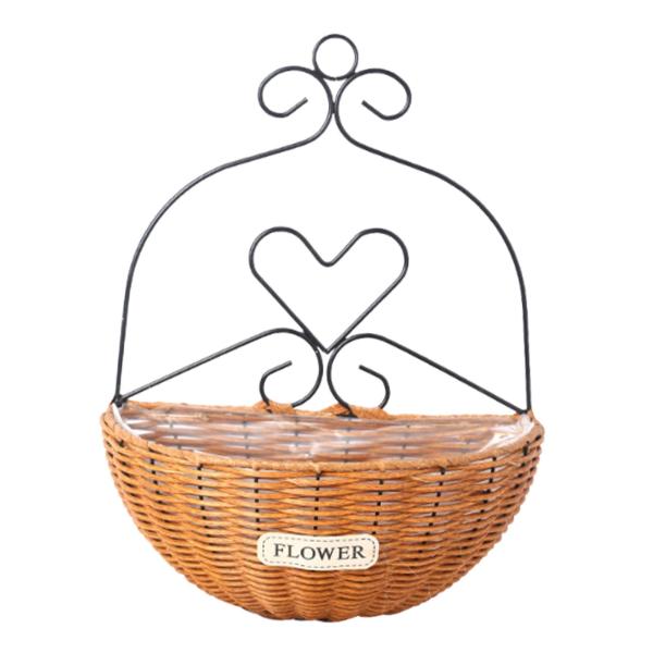 壁掛けフラワーバスケット ハンギングプランター 手編み 室内装飾 軽量植木鉢 壁掛けプランター ガーデンバルコニー用