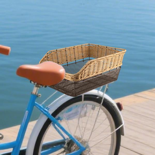 自転車用リアバスケット収納ボックス 伸縮ネットカーゴラック付き 取り付け簡単 自転車バスケット 食料品の買い物 ピクニック 男女兼用