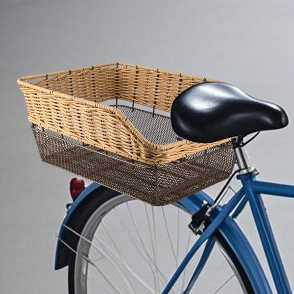 自転車用リアバスケット収納ボックス 伸縮ネットカーゴラック付き 取り付け簡単 自転車バスケット 食料品の買い物 ピクニック 男女兼用