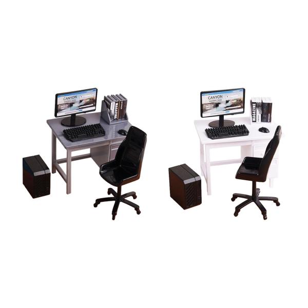 1/12 コンピューターデスクと椅子 ミニチュアゲームテーブルシーン ジオラマ風景 鉄道駅サンドテーブル用ミニチュア家具