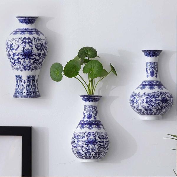 壁掛け花瓶 植物容器 盆栽 中国青白磁 フラワーアレンジメント キッチン バルコニー オフィス用
