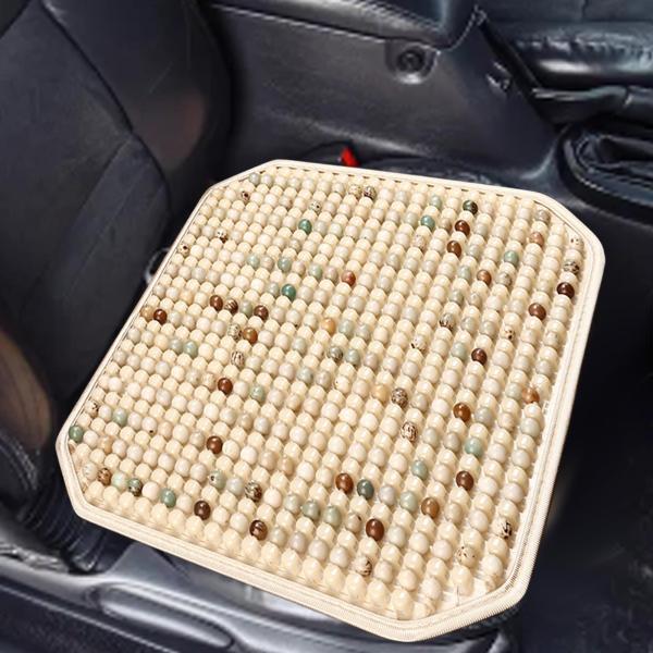 木製ビーズシートカバーパッド 冷却マット 車用 多機能 スクエア クールデコレーション マッサージシートクッション SUV セダン用