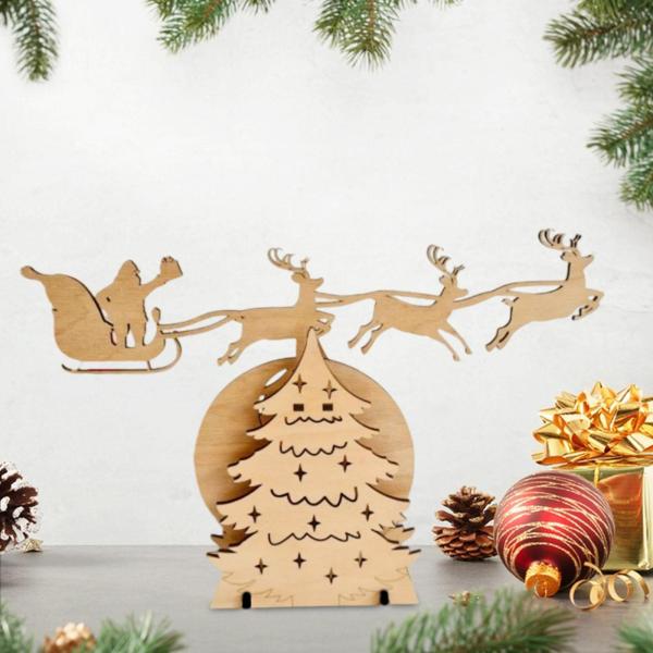 木製クリスマスツリーセンターピース本棚フィギュアテーブルキッチンキャビネットホリデーコレクション装??飾クリスマステーブルデコレーション