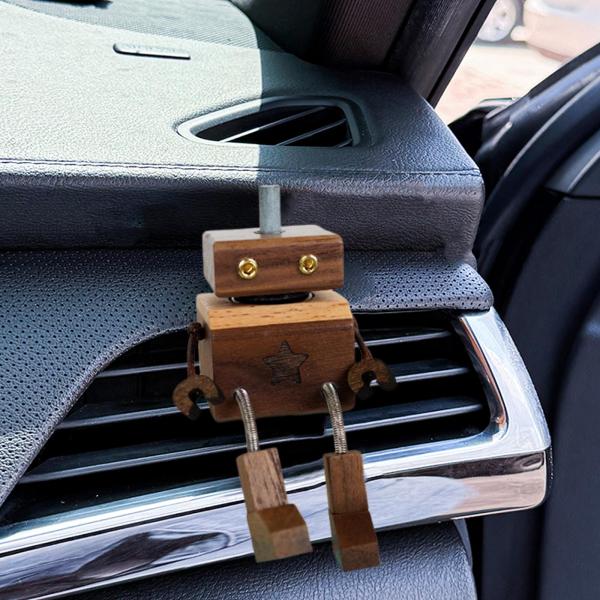 ロボットカー エッセンシャルオイルディフューザー キュートでコンパクト 車内インテリアに クリエイティブな木製エアフレッシュナーディフューザー