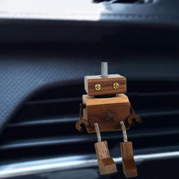 ロボットカー エッセンシャルオイルディフューザー キュートでコンパクト 車内インテリアに クリエイティブな木製エアフレッシュナーディフューザー