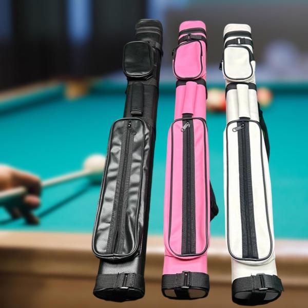 プールキュースティックボックス ビリヤードスティックバッグ ショルダーストラップ付き 防塵 ポータブル PUレザー キャリーケース ホルダー 保護ボッ