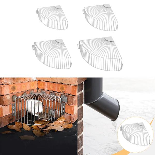 雨樋フィルターストレーナー 雨樋排水口ガードネットカバーグリル 90°コーナー用 屋外排水口ストレーナー 家庭ゴミ用 ガーデン