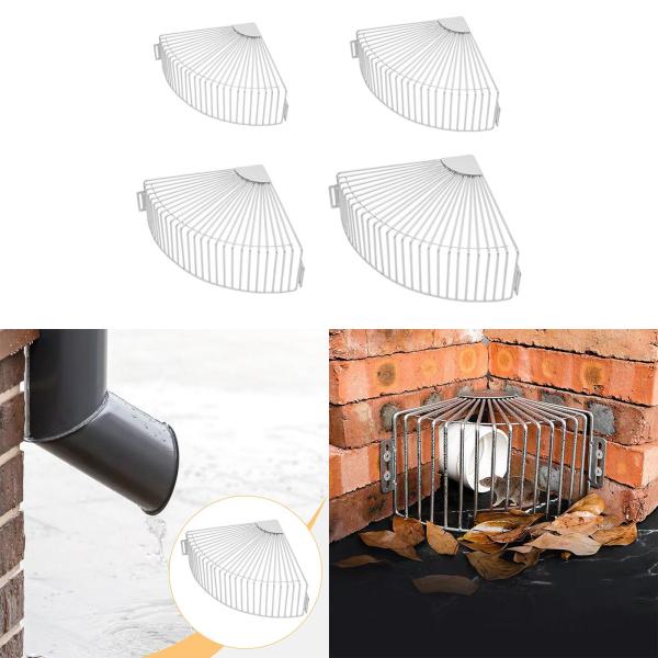 雨樋フィルターストレーナー 雨樋排水口ガードネットカバーグリル 90°コーナー用 屋外排水口ストレーナー 家庭ゴミ用 ガーデン