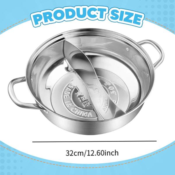 しゃぶ鍋 仕切り付き 304ステンレススチール スープ調理器具 ダブルフレーバーホットポット キッチンアクセサリー 家庭用 家族の集まり