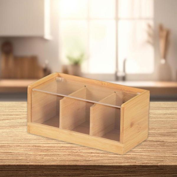 ティーバッグオーガナイザー 仕切り付きカウンタートップコーヒーポッド 防塵収納容器 収納ボックス カフェ ファームハウス 新築祝いギフト