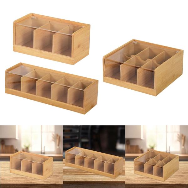 ティーバッグオーガナイザー 仕切り付きカウンタートップコーヒーポッド 防塵収納容器 収納ボックス カフェ ファームハウス 新築祝いギフト